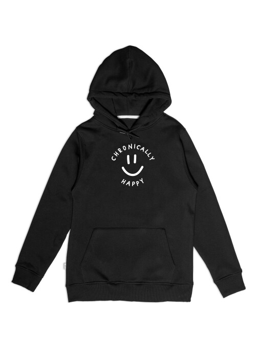 Be happy hoodie black and white best sale