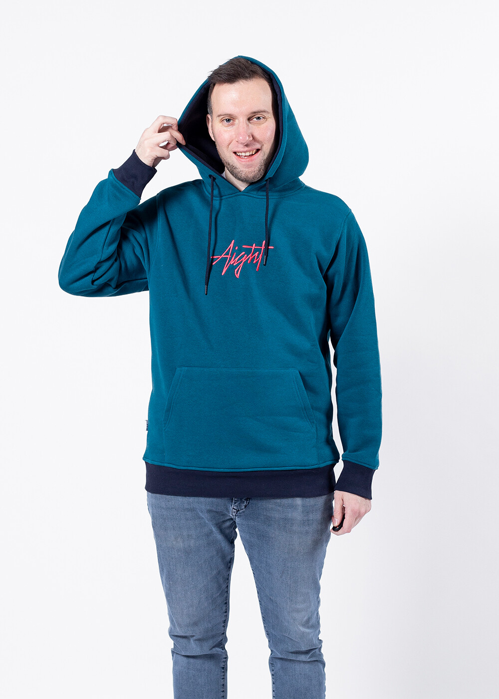 Aight* Hoodie - "Tag" teal navy