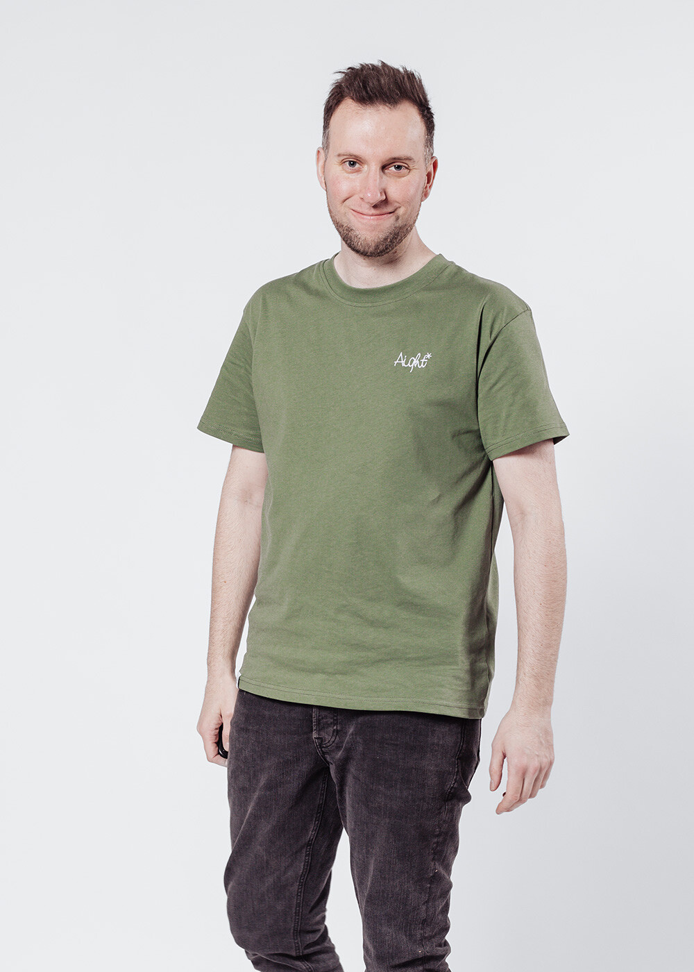 Aight* T-Shirt - "OG Emb" bronze green